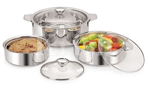 Crystal Hot Pot With Glass Lids - Color: As Per Requirement