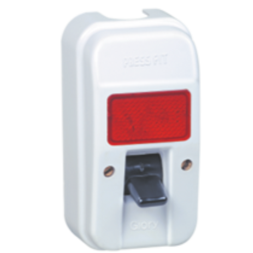 Pressfit Glory 32 Amp DP Switches - Plastic, White/Ivory | Easy Installation, No-Sharp Edges Design, Lever-Type Switch, Status Indicator