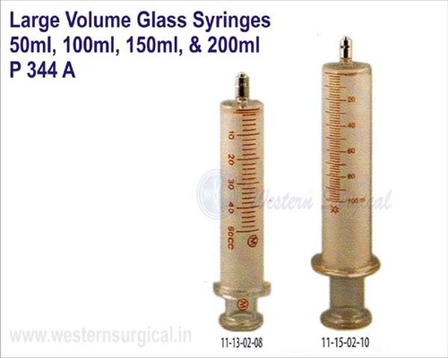 Large Volume Glass Syringes 50ml, 100ml, 150ml, & 200ml