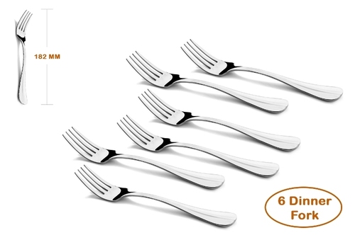Silver Shapes Rose Stainless Steel Dinner Fork 6 Pcs