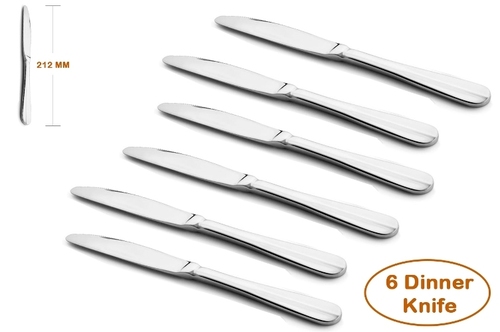 Silver Shapes Rose Stainless Steel Dinner Knife 6 Pcs
