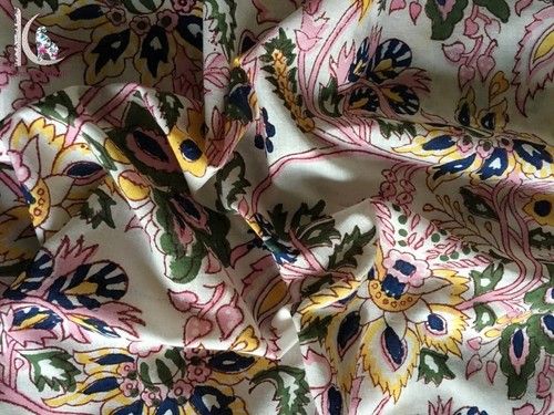 Hand Block Floral Print Cotton Fabric