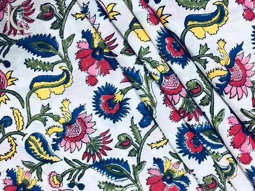 Hand Block Floral Printed Cotton Fabric