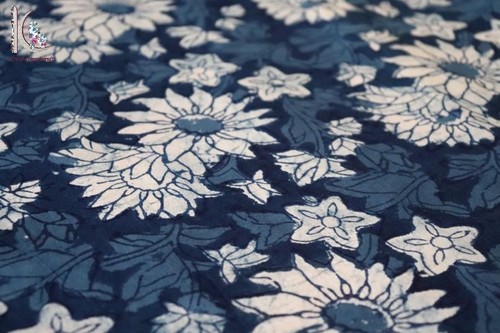Indigo Blue Floral Print Fabric