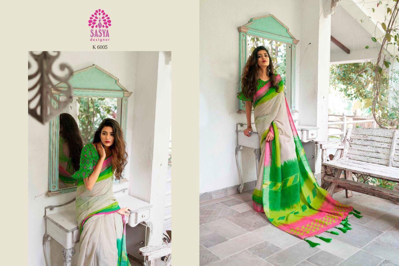 Linen Chanderi Silk Saree