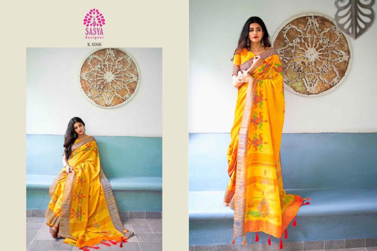 Linen Chanderi Silk Saree