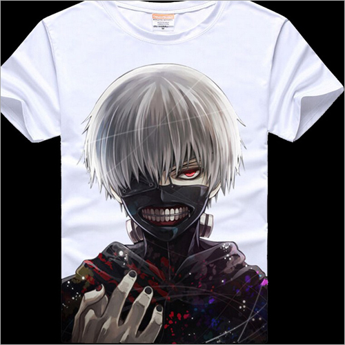 White Mens Round Neck Printed T-Shirt
