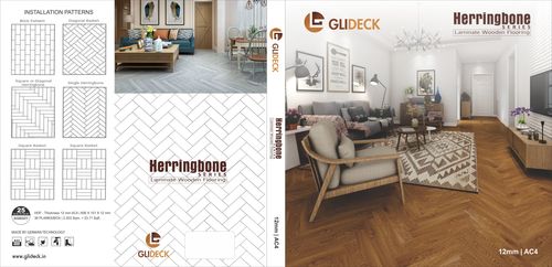 Herringbone Laminate GLIDECK - Wood Material | Elegant Design, Durable Finish, Versatile Use for Flooring and Wall Applications