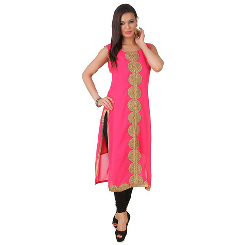 Fasense Georgette Wine Stitched Kurti
