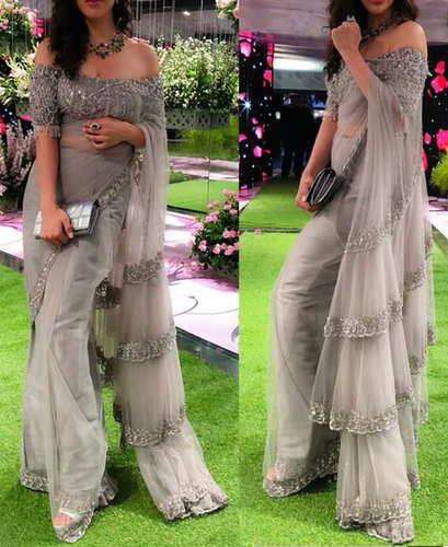 Grey Bollywood Style Saree