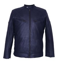 Men Blue Leather Jacket