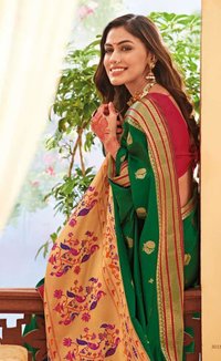 Designer Cotton Silk Saree, Partywear Saree, Soft Satin Silk Saree