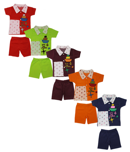 Baby Boys And Baby Girls Casual T-shirt Shorts - Cotton Infants Polo Top and Bottom Set, Anti Wrinkle, Breathable, Embroidered, Trendy Style
