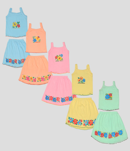 Girls Casual Gown Brief - Cotton, 0-6 Months, Solid with Prints | Anti-Wrinkle, Breathable, Washable, Knitted, Traditional Style