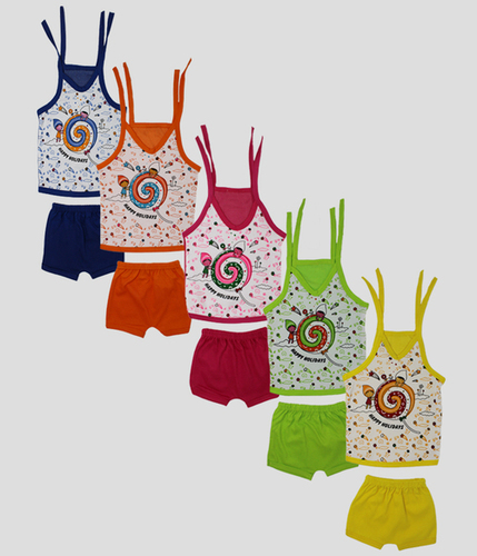 Baby Girls Casual T-shirt Shorts - Cotton Fabric, 0-6 Months, Colorful Sleeveless Top & Bottom Set, Breathable, Anti Wrinkle, No Fade, Washable