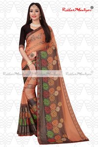 Art silk brasso printed saree with unstitched blouse
