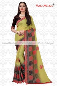 Art silk brasso printed saree with unstitched blouse