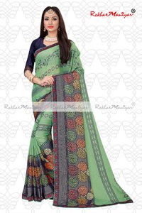 Art silk brasso printed saree with unstitched blouse