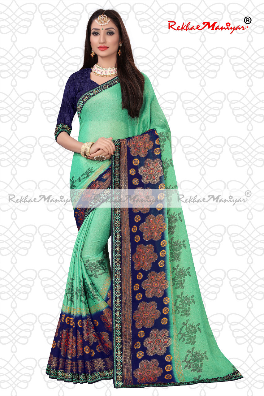 Art silk brasso printed saree with unstitched blouse