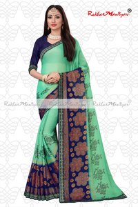 Art silk brasso printed saree with unstitched blouse