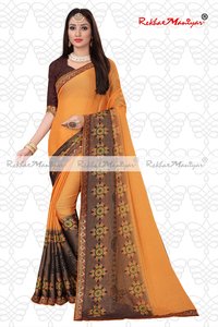 Art silk brasso printed saree with unstitched blouse