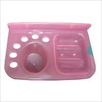 Pink Plastic Wall Mounted Soap Case And Brush Holder