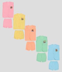 Baby Boys And Baby Girls Casual Shirt Shorts - Cotton, 0-6 Months, Colorful Sleeveless Solid Set with Trendy Prints | Anti-Wrinkle, Breathable, Washable, No Fade