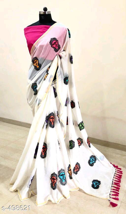 Chanderi Cotton Embroidery Saree