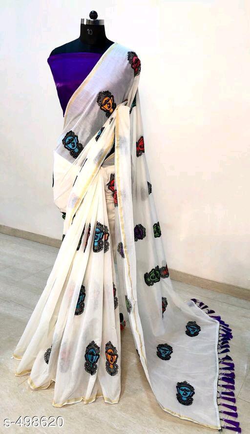 Chanderi Cotton Embroidery Saree