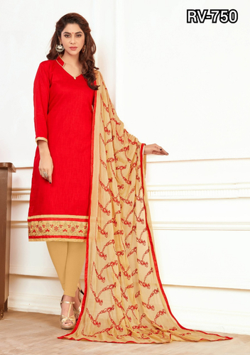 Red Designer Dress Material For Women
