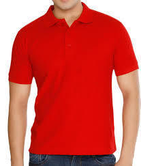 Promotional Red College T Shirt - Polyester Fabric, Size M, S, XL, XXL, Plain Pattern, Short Sleeve, Polo Collar | Male Fit Design