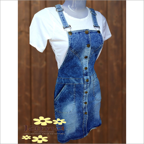 Denim Dungaree With White Top By JAMA CLOTHING