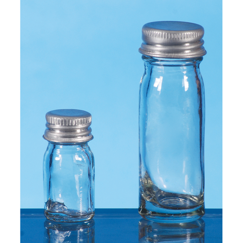 Bottle,McCartney (BIJOU) Narrow Mouth, Clear Neutral Glass, Autoclavable, with Aluminium Screw cap And Rubber Liner 14ml