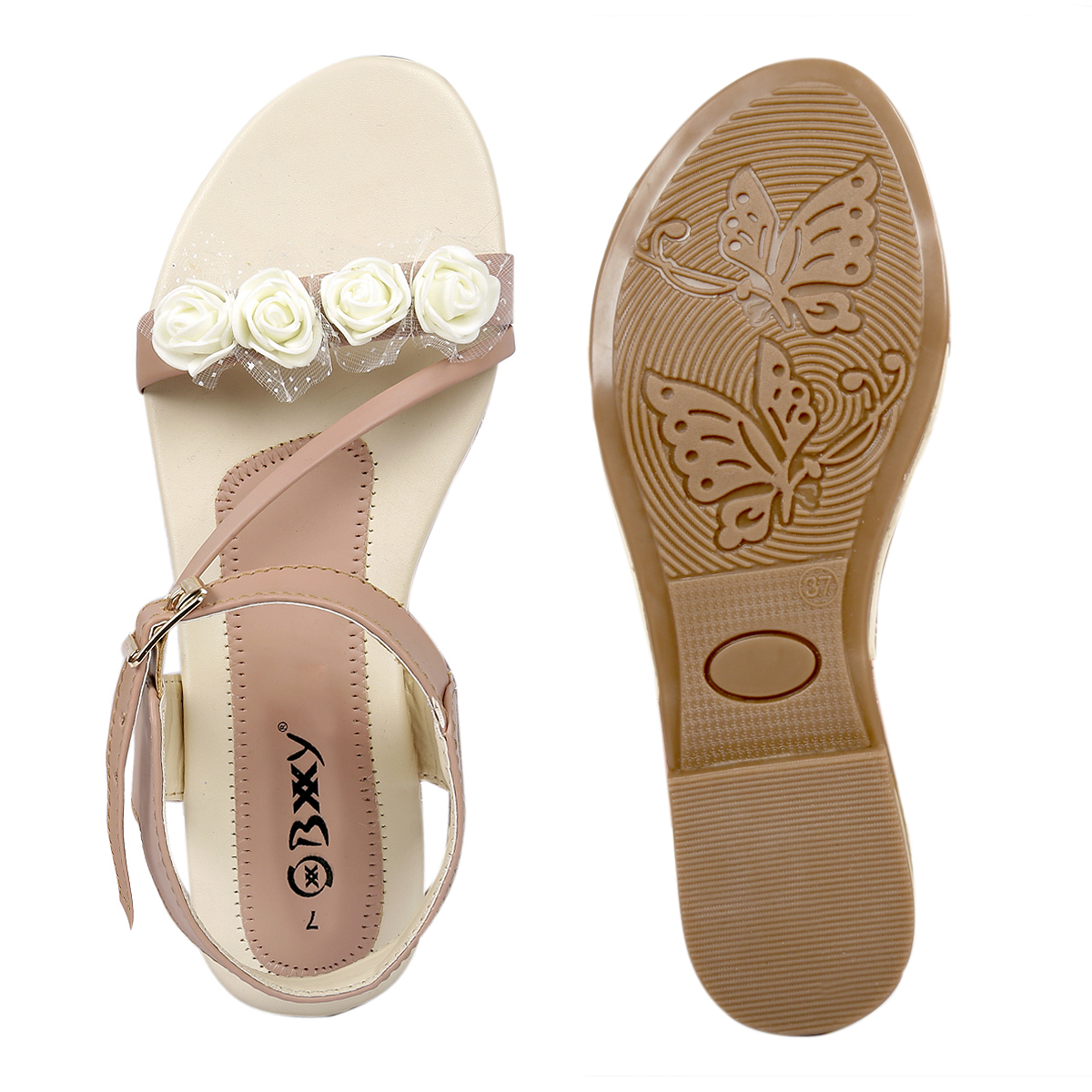 SYNTHETIC MATERIAL FLAT SANDALS WOMEN'S AND GIRLS