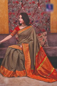 Designer Cotton Silk Saree And Blouse
