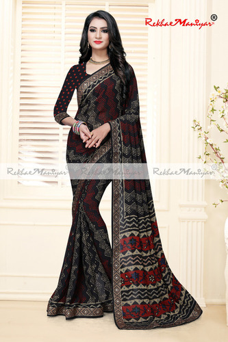 Art silk crepe printed saree