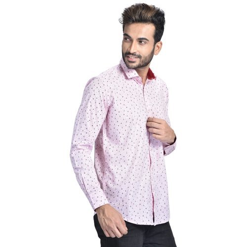 Mens Pink Printed Shirt