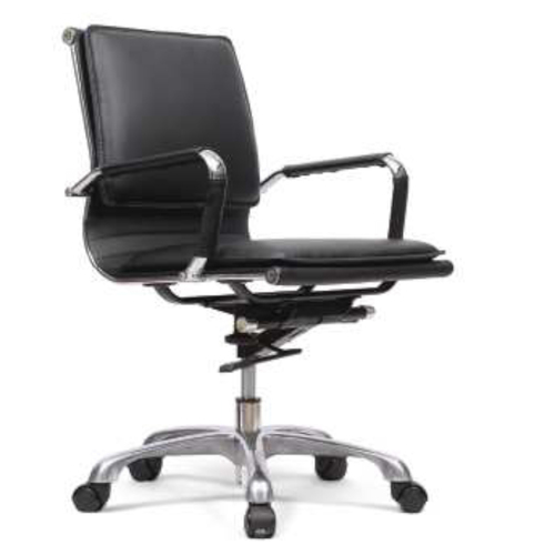 Slim AS Medium Back Chair - Height Adjustable 875mm, Modern Black Design | Enhanced Lumbar Support, Comfortable Armrests, Revolving Base for Mobility
