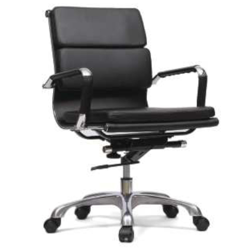 Slim C Medium Back Chair - 900mm Height, 650mm Width, Black Color | Ergonomic Lumber Support, Adjustable Seating Height, Revolving Base for Enhanced Mobility