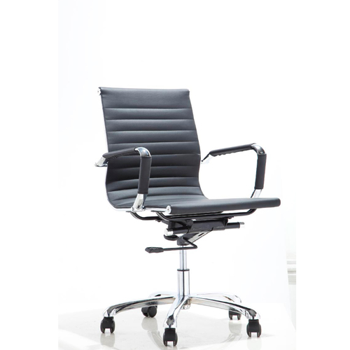 Slim STR Medium Back Chair - 900mm Height, 550mm Width, Black Color | Enhanced Lumbar Support, Adjustable Revolving Base, Modern Design for Workplace Comfort