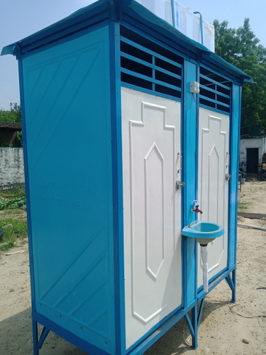 Blue Two Seater Portable Toilet Cabin