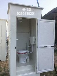 Frp Portable Toilet Cabin - 6x2.5ft Dimensions, Single Seater Western Style | Weather Proof Housing, Pvc Roof And Wall, 100l Water Storage