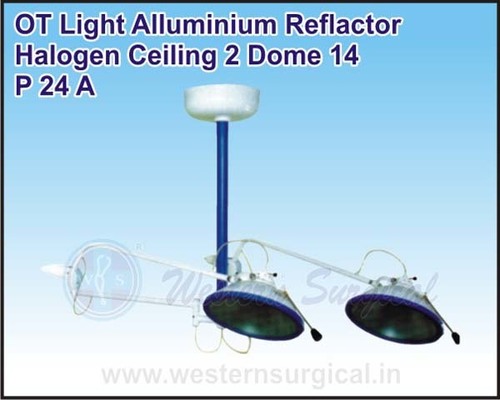 OT Light Alluminium Reflactor Halogen Ceiling 2 Dome 14 By WESTERN SURGICAL