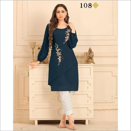 Designer Straight cut Tunic kurti pent