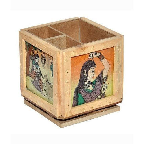 Painted Wooden Pen Stand