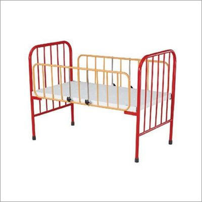 Pediatric Bed - Steel, 36x24x18 inches | Adjustable Height, Easy Cleaning, Mobile Base with Casters, Durable Frame, Mattress Included, Side Rails