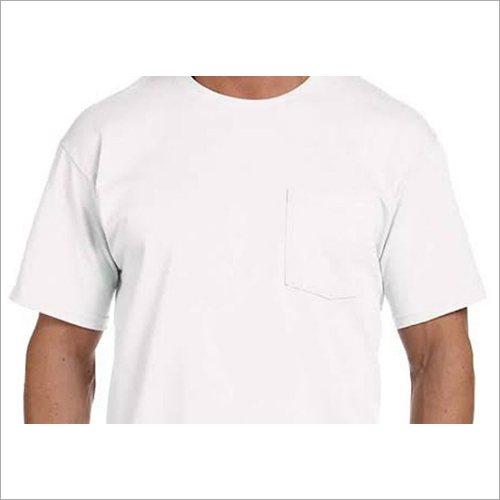 D Pocket Round Neck T-Shirts - Cotton Blend, M-L-XL Size, Different Colors Available | Stylish Plain Pattern for Male Comfort
