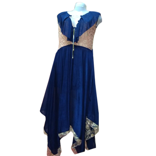 Fancy Gown - Polyester, Medium, Blue | Elegant Design, Comfortable Fit, Asymmetrical Sleeveless Midi
