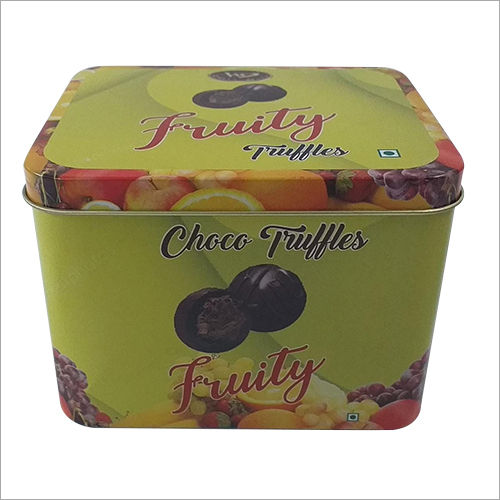 Yellow Chocolate Printed Tin Container