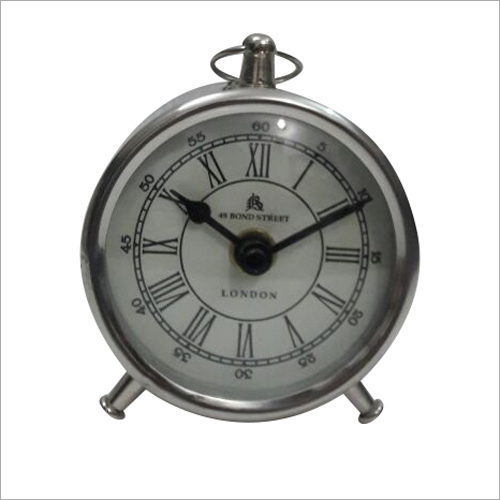 Roman Analog Silver Table Clock - Durable Circular Design, Available in Various Colors | Sleek Table Clock with Reliable Mechanics